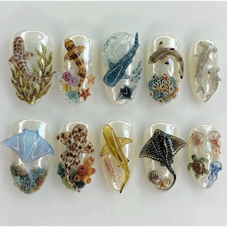 Luxury Marine Paradise Press On Nails
