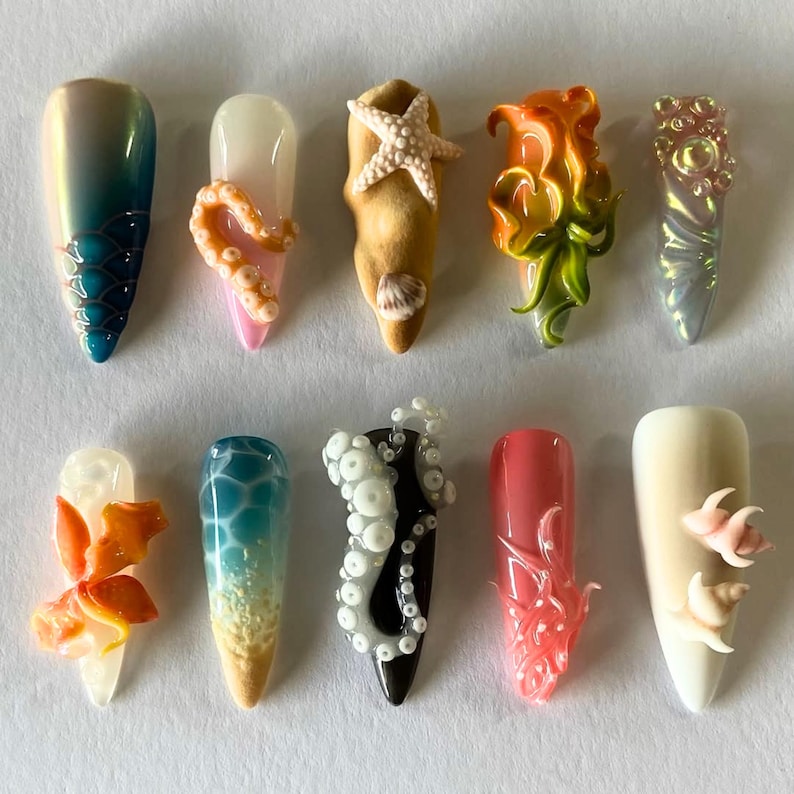 Deep Sea Sculpture Fantasy Press On Nails