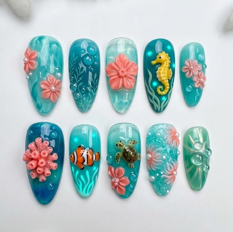 Tropical Ocean Journey Press On Nails