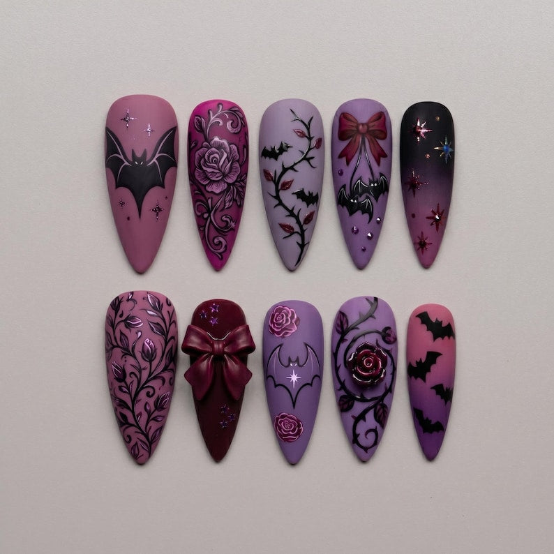 Dark Rose Gothic Press On Nails