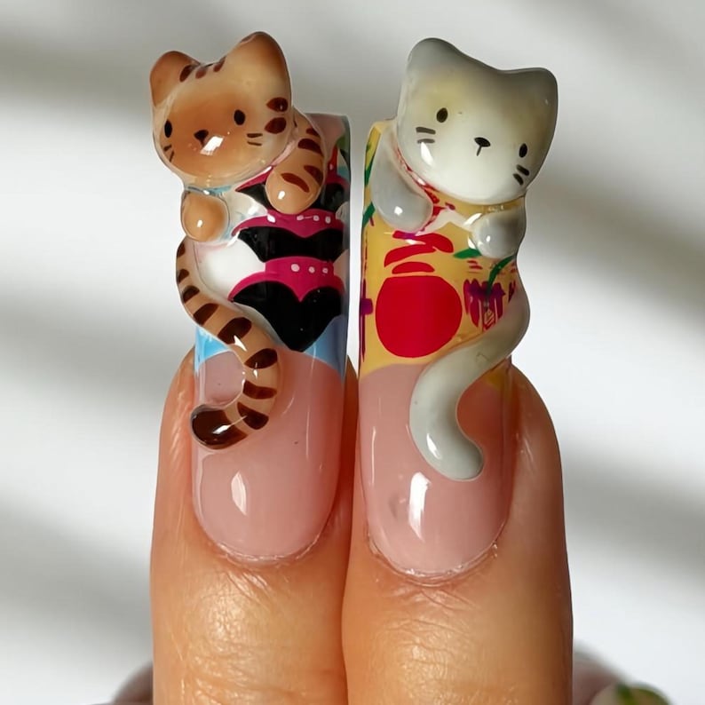 Cute Pastel Portrait Press On Nails