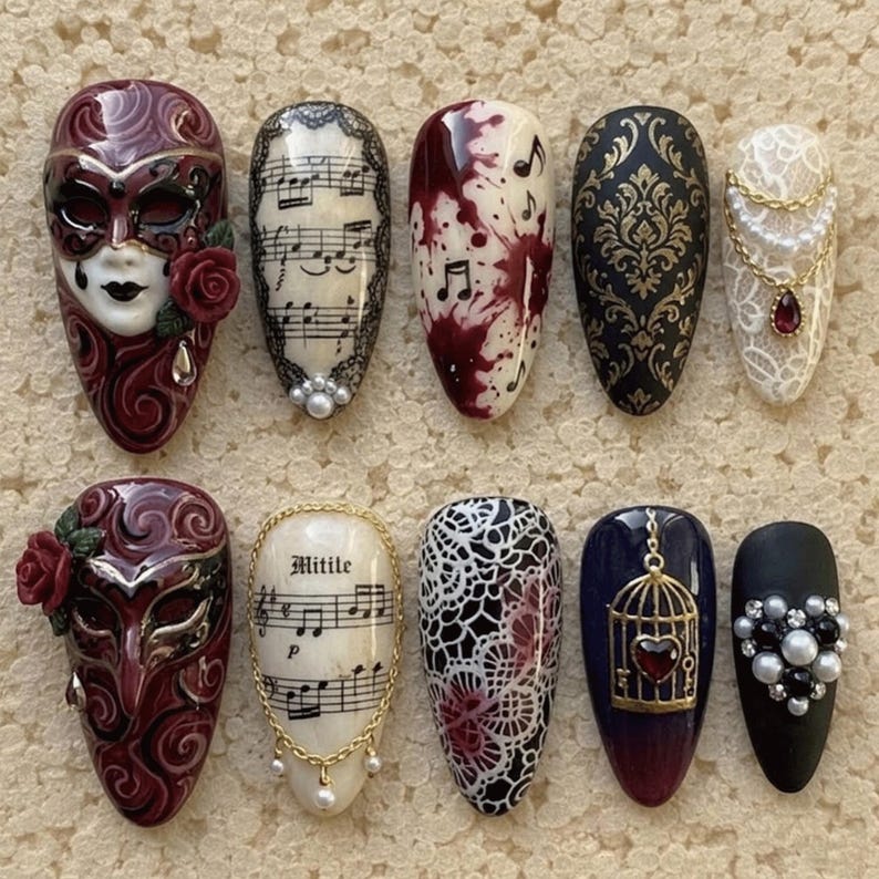 Raven Rose Gothic Press On Nails