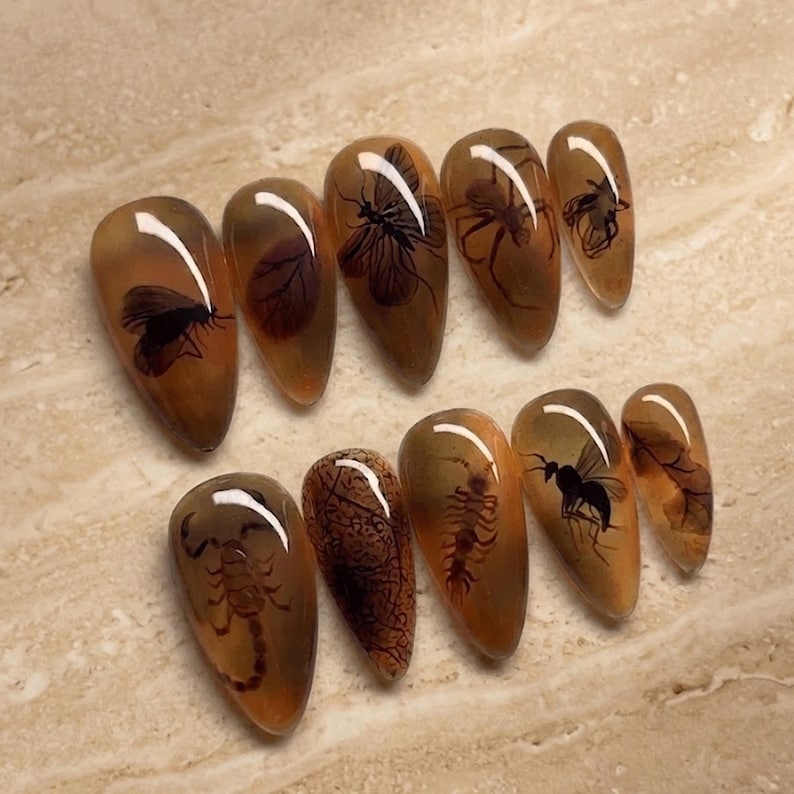 Gothic Insect Botanical Press On Nails