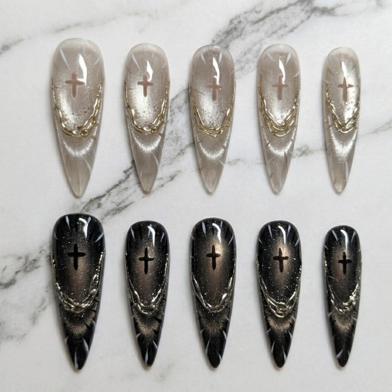 Mystic Cat Eye Gothic Press On Nails