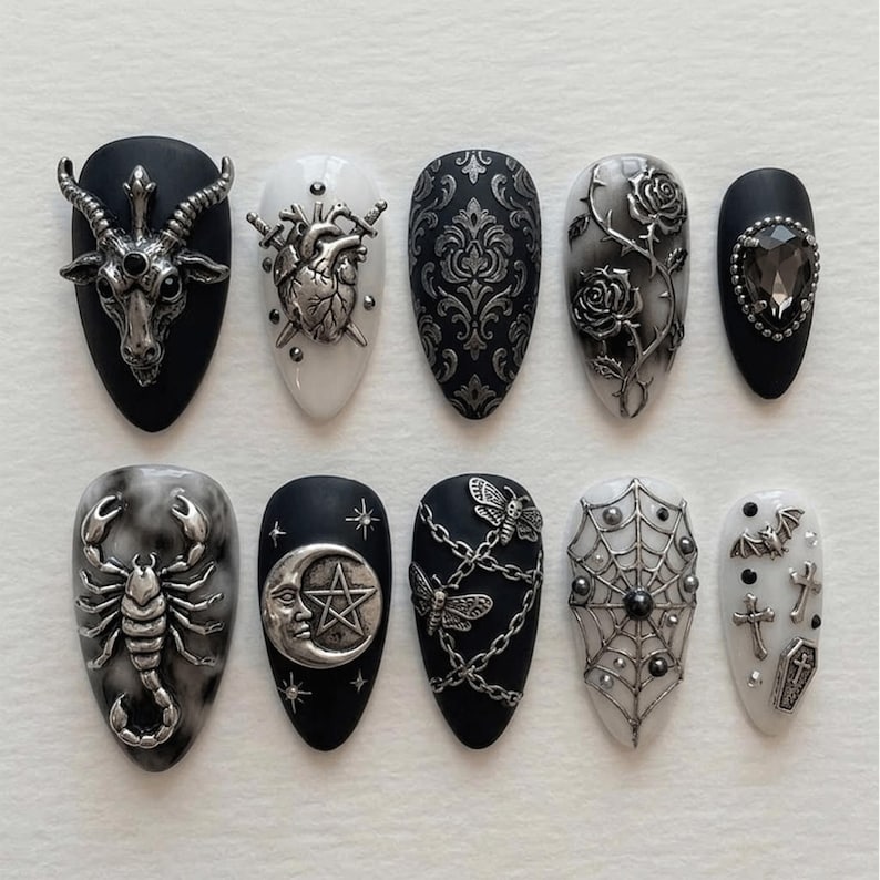 Dark Academia Vintage Press On Nails