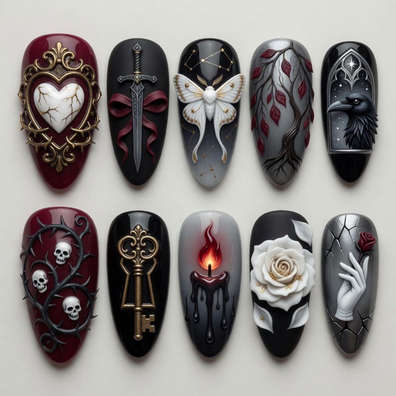Crimson Noir Luxury Press On Nails
