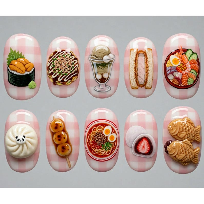 Cute 3D Food Delight Press On Nails