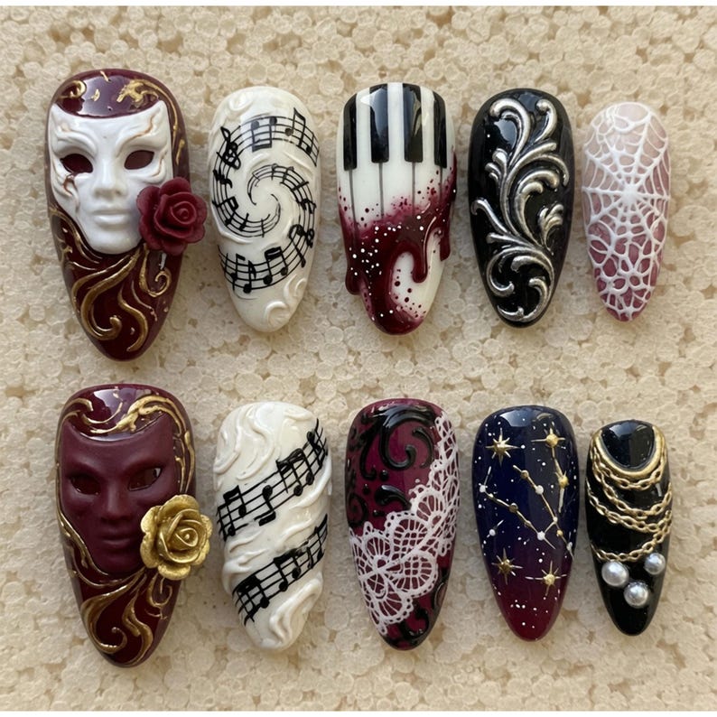 Dark Masquerade Romantic Elegance Press On Nails