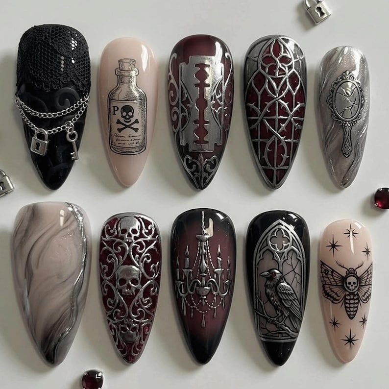 Vintage Gothic Scholar Press On Nails