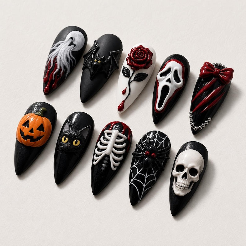 Spooky Cute Ghost Charm Press On Nails