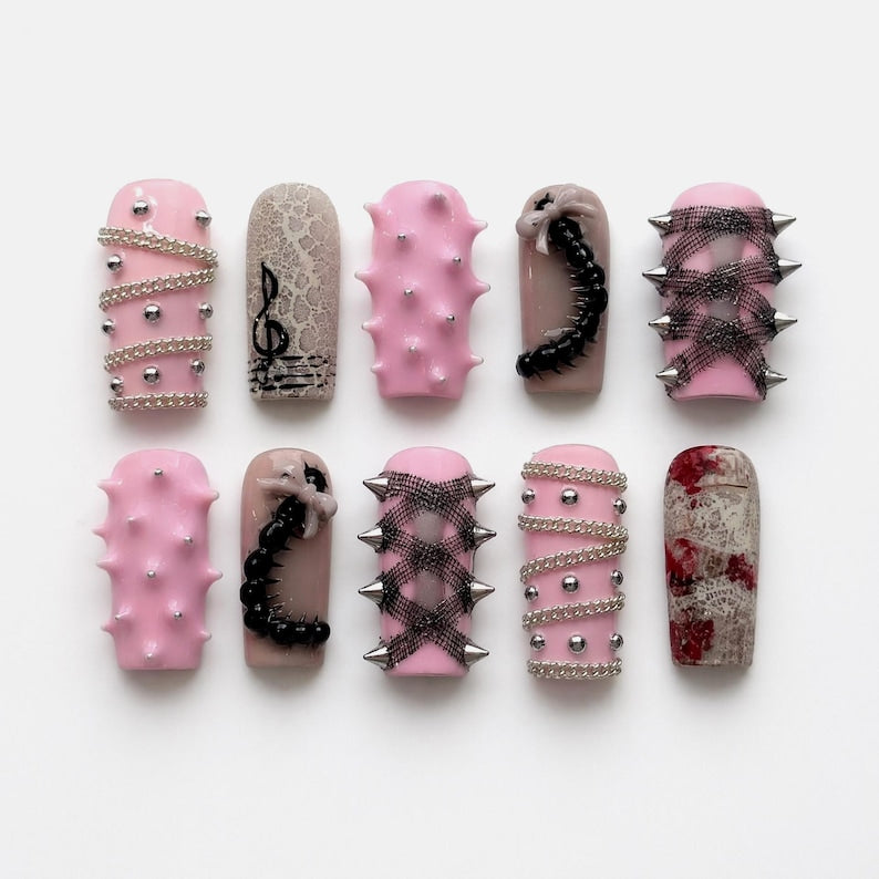 Crimson Drip Gothic Press On Nails