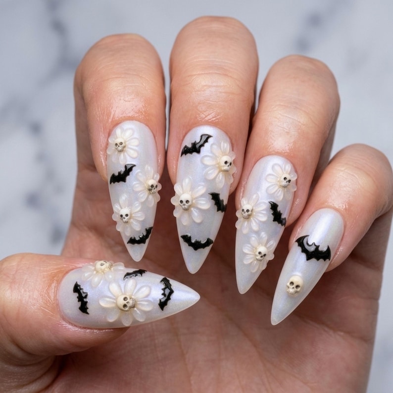 Whimsical Floral Gothic Press On Nails