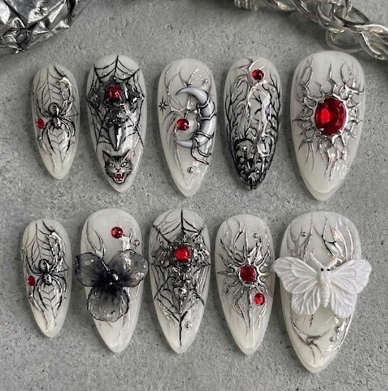 Futuristic Chrome Gothic Press On Nails