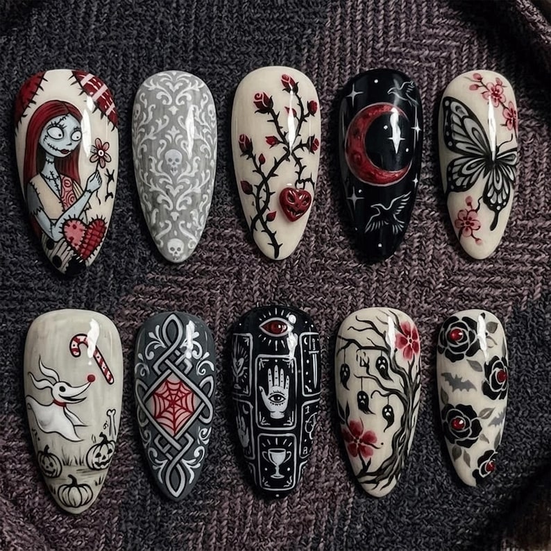 Whimsical Skeleton Romance Press On Nails