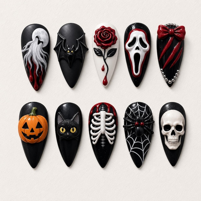 Spooky Cute Ghost Charm Press On Nails