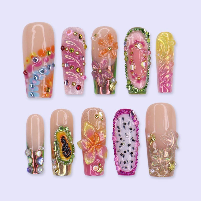 Tropical Fruit Paradise Press On Nails
